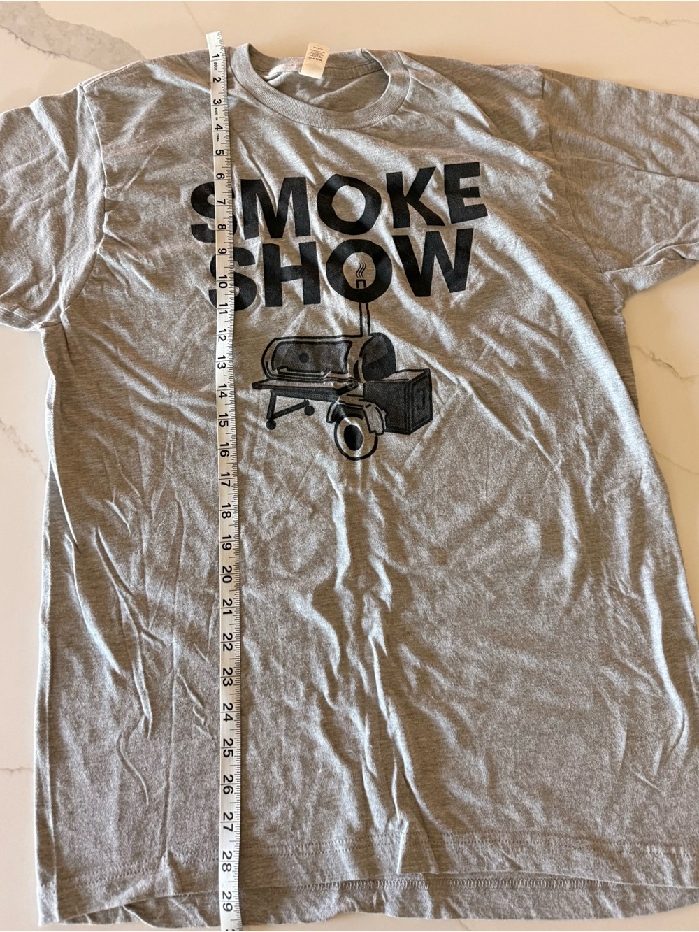 Tultex Heather Gray Crewneck Tee with Black Logo -Smoke Show